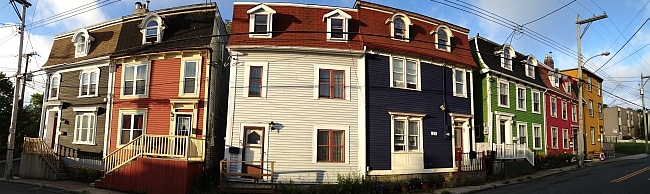 An early morning panorama of row houses in St. John's